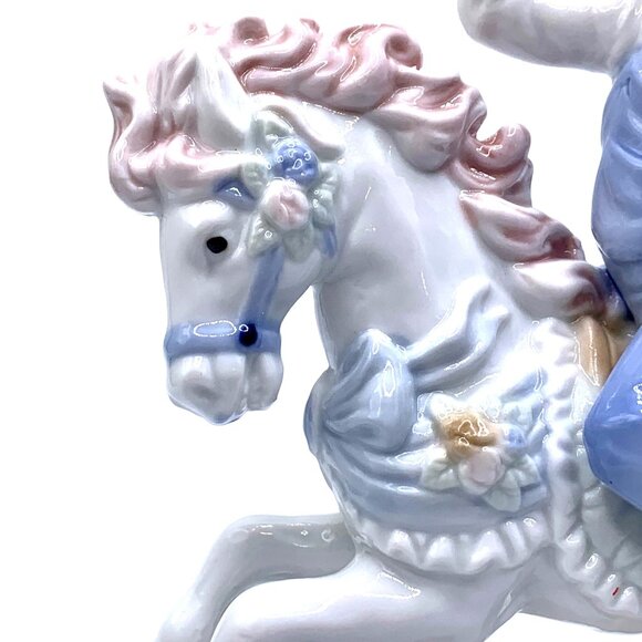 Vintage Paul Sabastian 1991 Porcelain Little Girl Riding White Rocking Horse Fig - Picture 3 of 10